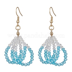 Серьги-подвески в виде стеклянных цветов из нержавеющей стали 304&nbsp;EJEW-JE06721