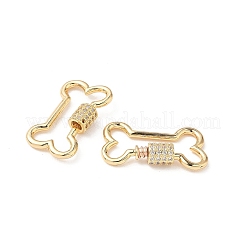 Laiton micro pave clair zircone cubique vis mousqueton charmes de verrouillage&nbsp;KK-Z118-06G-03