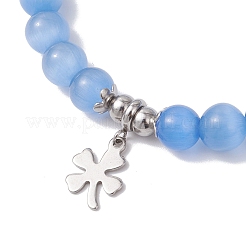 Braccialetti elastici con ciondoli a forma di occhio di gatto&nbsp;BJEW-JB12464-01