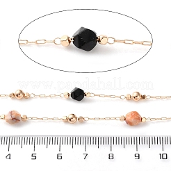 Ручная работа латунная и смешанная полигональная смешанная каменная цепь для изготовления ожерелий и браслетов CHC-F019-02G