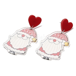 Рождественские акриловые серьги-гвоздики с подвеской из нержавеющей стали 304 для женщин&nbsp;LS-EJEW-D060-01B