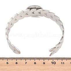 Fabrication de bracelets manchettes en acier inoxydable 304 à motif de feuille&nbsp;STAS-F366-12C-P