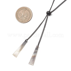 Подвеска в форме трапеции из натуральной черной раковины&nbsp;NJEW-JN05911