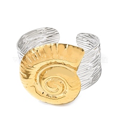 女性用ハンマー加工304ステンレススチール製カフバングル  ツートン  巻き貝  内径：2.30インチ（5.85cm）  54 mm幅&nbsp;BJEW-Z177-01GP-05
