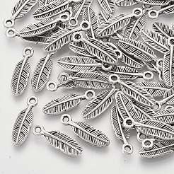 合金のチベット風チャーム  羽  カドミウムフリー＆鉛フリー  アンティークシルバー  17x5x1.5mm  穴：1.4mm  約1900個/1000g&nbsp;TIBEP-S319-006AS-RS