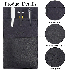 医師や看護師向けの長方形PUレザーポケットペンバッグ  ブラック  160x90x5mm&nbsp;LS-AJEW-WH20060-95C