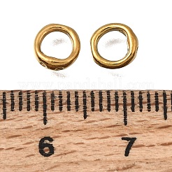 304ステンレススチール製リングチャームコネクターー  ブレスレットネックレスエンドループワイヤープロテクター  イオンプレーティング（ip）  18KGP本金メッキ  6x2mm  穴：0.6mmと3.8mm&nbsp;STAS-L315-069A-G