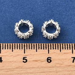 Wellenförmige Messing-Mikropavé-Zirkonia-Perlen im europäischen Stil&nbsp;KK-K300-07A-S