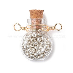 6 шт. двухцветная стеклянная бутылка с круглыми бусинами внутри&nbsp;PALLOY-JF04511-02