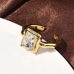 Латунная манжета с открытыми кольцами из кубического циркония/стекла&nbsp;RJEW-C158-05G