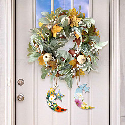 40 сумка 2 стиля луна и звезда незаконченные заготовки деревянные подвески набор для рисования искусства&nbsp;HJEW-CA0001-75