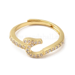 Bagues réglables en laiton plaqué zircone cubique avec lettres arabes pour femmes&nbsp;RJEW-S407-10G-13
