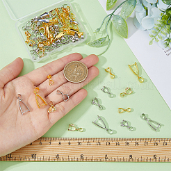 60スタイルの真鍮製アイスピックピンチベイル6個。  プラチナ·ゴールデン  10~19x5.5~10x3~4mm  穴：3.5~4.5x4.5~6mm  ピン：0.8~1mm  10個/スタイル&nbsp;KK-HY0001-82