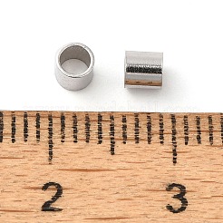 ロジウムメッキ 925 スターリングシルバー クリンプ ビーズ  チューブ  プラチナメッキ  3x3mm  穴：2mm&nbsp;STER-Z006-01E-P
