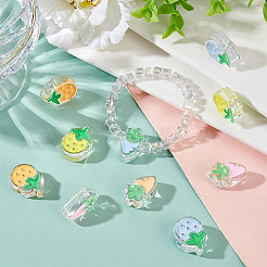 60шт 6 стильные прозрачные акриловые эмалевые бусины&nbsp;ACRC-BC0001-01