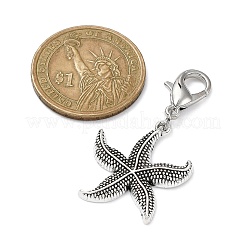 ヒトデとカメの合金ペンダント装飾  合金製カニカン付き  アンティークシルバー  43~74mm  3個/セット&nbsp;HJEW-JM01368