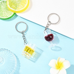 2 шт. 2-цветные прозрачные брелки в виде напитков из смолы&nbsp;KEYC-YW00240