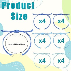 ポリエステルコードブレスレット24個  304ステンレススチール製丸カン付き  ミックスカラー  9.84インチ（25cm）&nbsp;AJEW-FS00008
