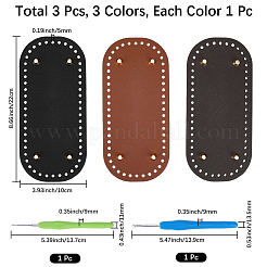 3 шт. 3 цвета овальные сумки из искусственной кожи для вязания крючком подкладка для формирования низа ногтей&nbsp;DIY-CL0002-16