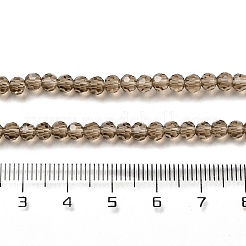 透明ガラスビーズ連売り  ファセット（32ファセット）  ラウンド  ダークチソウ  4mm  穴：0.7mm  約87~93個/連  32~33cm&nbsp;LS-EGLA-A035-T4mm-D16