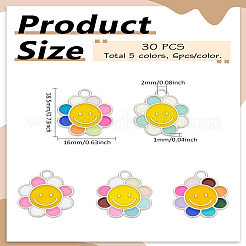 30шт 5 цвета сплава эмалевые подвески&nbsp;ENAM-LP0002-17