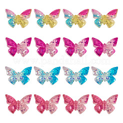 32 шт. 4-х цветные прозрачные кабошоны из смолы в виде бабочек&nbsp;RESI-TA0004-44