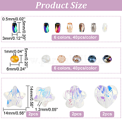 486 шт. 15 вида гальванических покрытий и прозрачные стеклянные бусины&nbsp;DIY-AR0002-76