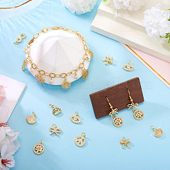 16 шт. 8 стиля латунные подвески с микропаве и кубическим цирконием&nbsp;KK-TA0002-30