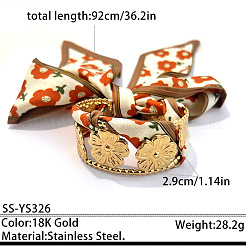 Bracelet manchette creux en acier inoxydable 304 à motif floral&nbsp;WG31ED2-01