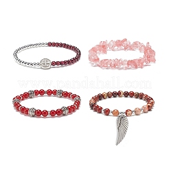 4 stücke 4 stil natürliche gemischte edelstein perlen stretch armbänder set&nbsp;BJEW-JB08878