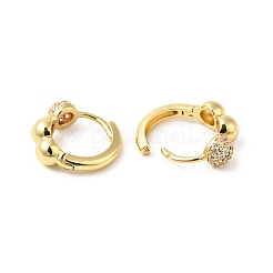 Полукруглые серьги-кольца из прозрачного кубического циркония с бусинами EJEW-G312-14G