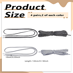 4 пара двухцветных шнурков из полиэстера&nbsp;DIY-LP0005-90