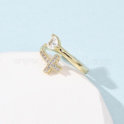 Манжеты из латуни с микро паве кубический цирконий для женщин RJEW-L334-04G