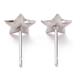 変色しない304ステンレススチールスタッドピアスセッティング  スター  ステンレス鋼色  7x7x1mm  トレイ：4x4mm  ピン：0.8mm&nbsp;STAS-J032-16