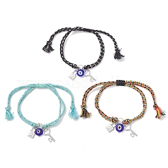 3 шт. 3-цветные браслеты ручной работы из лэмпворка и сплава с подвесками&nbsp;BJEW-JB12749