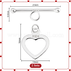 2 шт. 925 застежки-тоггл из стерлингового серебра&nbsp;FIND-PH0022-60