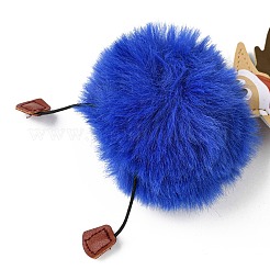 Porte-clés pendentif en imitation fourrure de lapin rex et cuir pu&nbsp;KEYC-K018-03KCG-03