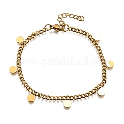 Браслеты с круглыми подвесками из нержавеющей стали 304 BJEW-R021-04G