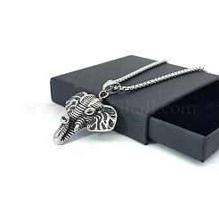 Винтажные ожерелья из нержавеющей стали со слоном для мужчин и женщин BU1336