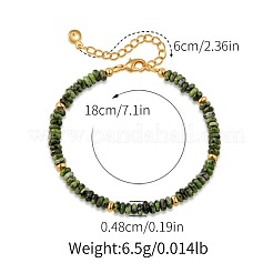 Bracelets faits main en perles rondelles de jaspe vert tacheté naturel avec chaînes d'extrémité en acier inoxydable 304&nbsp;XL9343-6