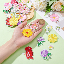 36 шт. цветочные полиэстеровые компьютеризированные вышитые нашивки на ткань для приклеивания и пришивания&nbsp;PATC-WH0021-042