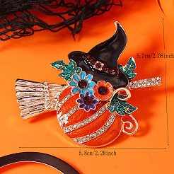 Halloween-Broschen aus Emaille mit Kürbis-Hexe für Frauen&nbsp;LS-SC0855-3