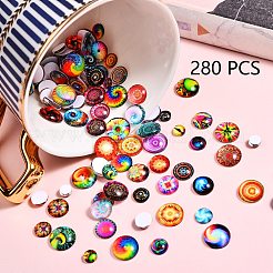 280шт 4 стиля плоские стеклянные кабошоны sgGGLA-SZ0001-32