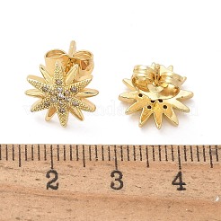 Серьги-гвоздики из латуни с микропаве и прозрачным кубическим цирконием&nbsp;EJEW-D305-14G