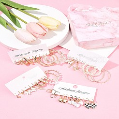 5 комплект из 5-х цветных комплектов серег-колец из сплава EJEW-FS0001-23B