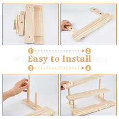 3-ярусная деревянная подставка для органайзера для карточек для сережек&nbsp;ODIS-WH0099-21