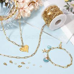 10 м ионного покрытия (IP) из нержавеющей стали 304 с цепочками-скрепками с 50 открытыми соединительными кольцами и 20 карабинами-лобстерами FIND-SC0012-55