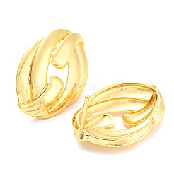 Boucles d'oreilles en laiton plaqué ovale creux&nbsp;EJEW-A028-09G