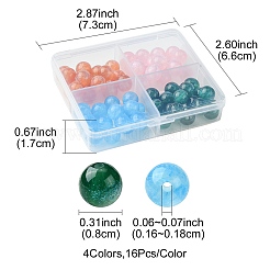 64шт 4 цвета круглые бусины из смолы с имитацией кошачьего глаза RESI-FS0001-66C