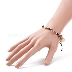 Плетеные браслеты из натуральных смешанных камней и пресноводного жемчуга BJEW-JB08720-04